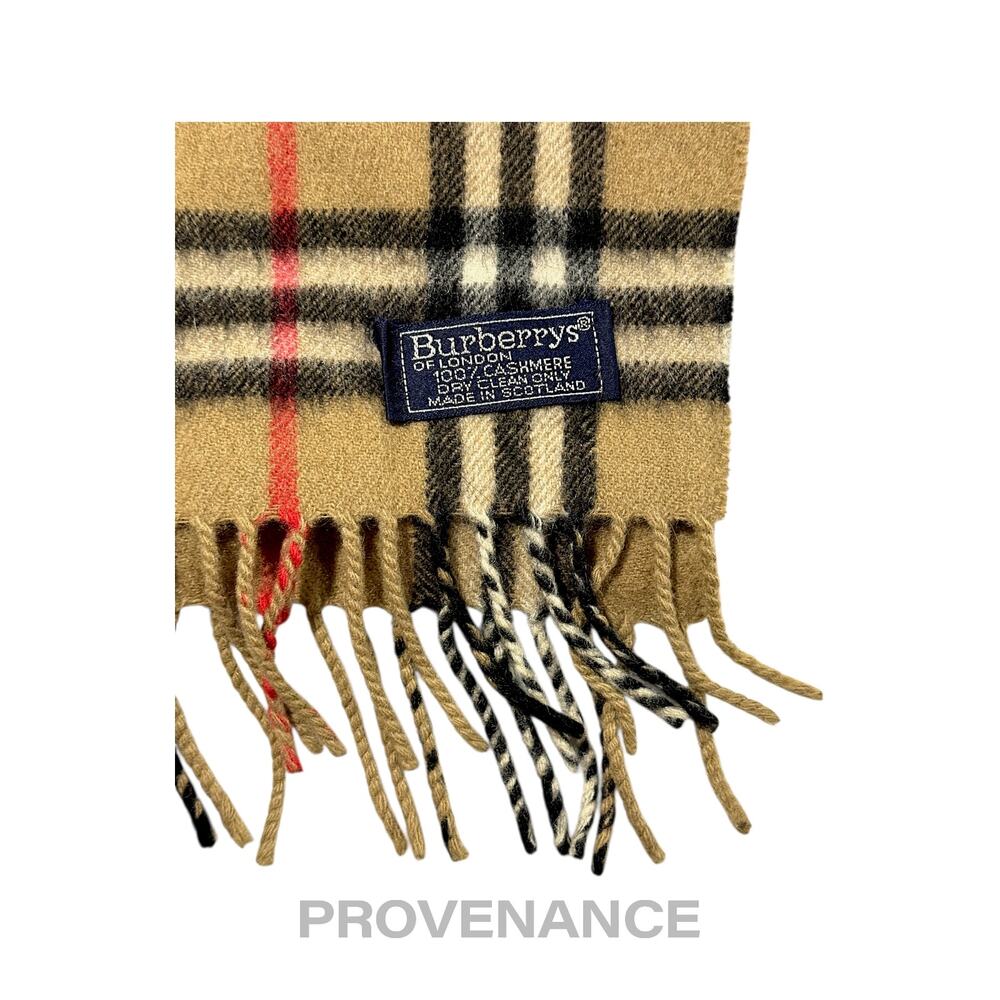 🔴 Vintage Burberrys Scarf Nova Check 100% Cashmere Camel - Picture 4 of 6
